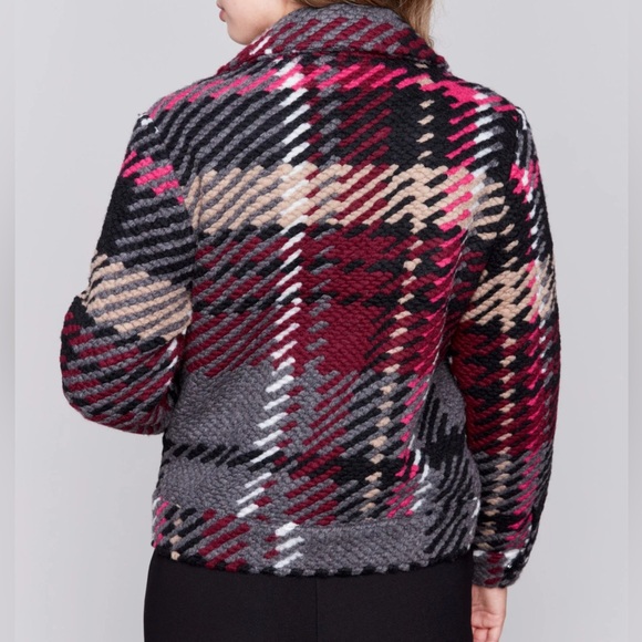 CHARLIE B Women's Mulberry Wool Blend Plaid Short Coat Winter Warm TG/XL NEW - Picture 9 of 16